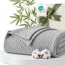 Bedsure Cooling Blanket of Rayon Derived from Bamboo - Lightweight Breathable Cotton Blankets Queen Size for Hot Sleepers, Luxury Throws for Bed, Couch and Sofa, Grey, 90x90 Inches