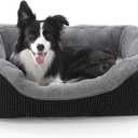 INVENHO Dog Bed Medium Size, Orthopedic Warming Soft Calming Sleeping Durable with Anti-Slip Bottom (M (30"x24"x9"), Black)