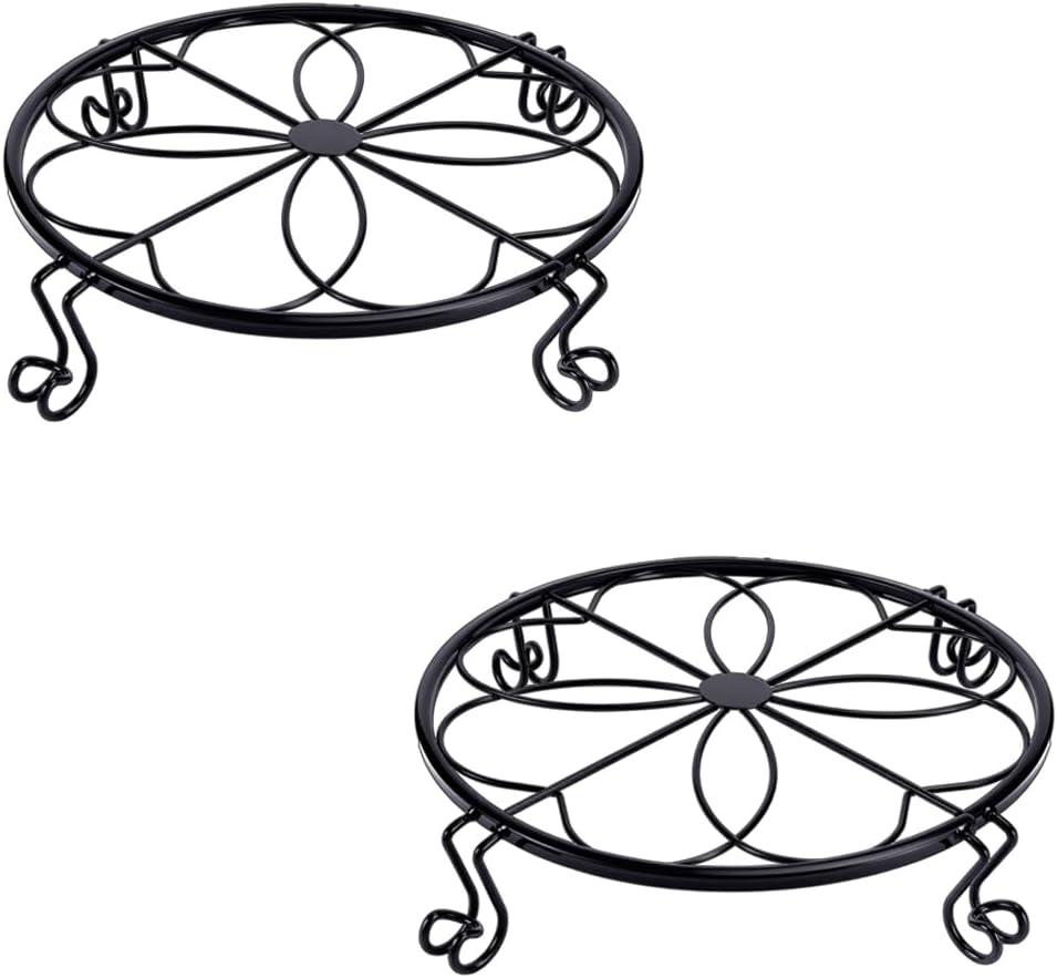 1/2/4 Pack 10/12 Inch Heavy Duty Iron Plant Stands - Rustproof Metal Flower Pot Holder for Indoor Outdoor Use, Round Wrought Iron Planter Stand for Corner Gardening, Patio, Balcony Decor- Black (12IN2PCS)