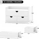 Bamboo Desk Organizer with Drawers Desktop Storage Drawers for Bills Office Supplies Kitchen Utensils Organizing Tool for Home Classroom Organization No Assembly (White with Shelf)