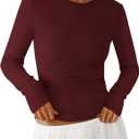 PRETTYGARDEN Womens Long Sleeve Shirts 2026 Ribbed Knit Slim Fitted Basic Tee Casual Going Out Tops Underscrubs Fall Clothing (M)