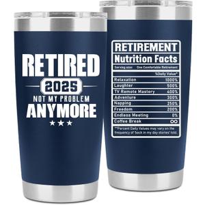 Retirement Gifts for Men 2025 - Retired Not My Problem Anymore - Funny Retired Tumbler for Men, Him, Father, Husband, Coworkers - Happy Retirement Gifts, Navy Tumbler 20 Oz (Navy 20Oz 2025)