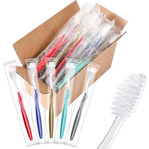 100PCS Disposable Toothbrushes, Individually Wrapped Travel Toothbrushes Bulk, Soft Brush Bristles Travel Single Use Toothbrush for Home Hotel Camping