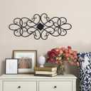 Sintosin Black Wrought Iron Wall Decor 32" x 13", Hanging Flower Scroll Metal Wall Art Decor, Living Room Wall Decor, Vintage House Decorations for Indoor Outdoor Fireplace Bedroom