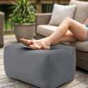 Outdoor Patio Bean Bag Ottoman - Small Beanbag Foot Rest Pouf Rectangular with Shredded Foam Filling, Splash-Proof Detachable Zipper Cover for Relaxing, Gray