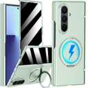 for Samsung Galaxy Z Fold 7 Case with Ring Stand, Z Fold 7 Magnetic Case Compatible Magsafe Accessories Privacy Screen Protector Hinge Cover Full-Body Anti-spy Phone Case for Z Fold 7 Green