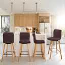 FUANGUI Bar Stool Covers with Backs, 2 Pack Stretch Bar Stool Chair Covers, Knitted Jacquard Bar Stool Covers,Washable Bar Chair Covers Swivel Barstool Slipcovers (Knitted Coffee 01)