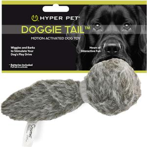 Hyper Pet Doggie Tail Interactive Plush Dog Toys (Wiggles, Vibrates, and Barks, Stimulating Play) (Full Unit, Classic Doggie Tail)