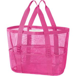 KPX Mesh Beach Bag, Large Beach Tote Bags for Women Foldable Mesh Swimming Pool Bag with Mini Pockets - Sandproof, Waterproof