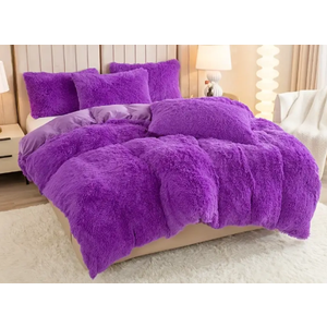 Andency Fluffy Navy Blue Comforter Set King Size, 3 Pieces Winter Faux Fur Warm Soft Fuzzy Plush Bedding Comforter Set (1 Velvet Comforter & 2 Pillowcases), Thick Heavy Comfy Comforters Bedding Set