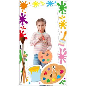 Art Paint Party Birthday Decorations Art Painting Photo Booth Props Colorful Paint Splatter Backdrop Banner Artist Theme Picture Frame for Kids Birthday Party Baby Shower Indoor Outdoor 3.3x6 Ft