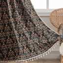 ENJOYBRIDAL Floral Curtains 84 Inch Length 2 Panels Boho Jacquard Drapes Black Cottage core Living Room Semi Sheer Window Curtain Panels Farmhouse Bedroom Chic Decor Rod Pocket Tassel Window Treatments