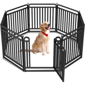 New Thickened Version Dog Playpen, 32 Inch Dog Fences for The Yard, Portable Outdoor Dog Playpen for Large/Medium/Small Dogs, Foldable Metal Dog playpen, with Doors (8 Panels, 32 Inch)