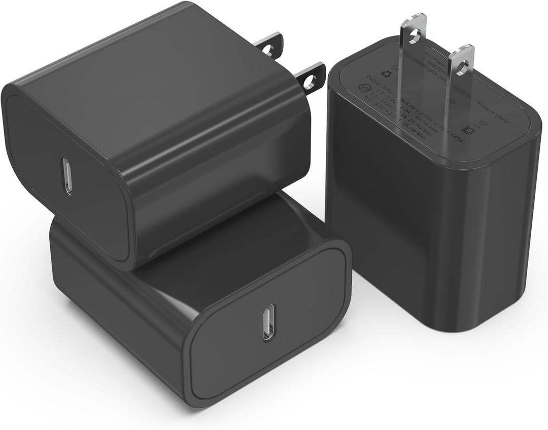 iGENJUN 3Pack USB C Charger Block 20W, PD 3.0 Type C Wall Chargers USBC Power Adapter Brick Cube Fast Charger for Phone 17/17 Pro/16/15, Galaxy, Pixel, AirPods Pro-Black