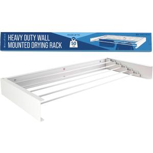 Maplefield Wall Mounted Foldable Drying Rack - Heavy Duty 50 lb Laundry Rack - Rust Resistant Indoor & Outdoor Use - Easy Wall Mount Installation