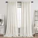 Extra Long Curtains 120 inch Length 2 Panels Back Tab Neutral Farmhouse Drapes Light Filtering Semi Sheer Linen Curtain 120 inches Long for Floor to Ceiling Window Patio Sliding Door Cream 10 FT