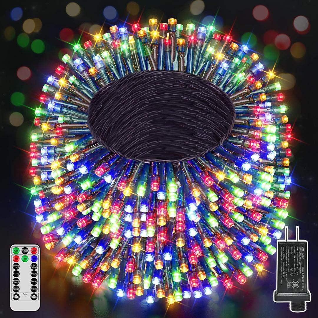 394FT 1200 LED Christmas Lights Outdoor, Multicolored Christmas Tree Lights Plug in, 8 Modes Twinkle String Light for Bedroom Wedding Party Ceiling Xmas Home Decorations