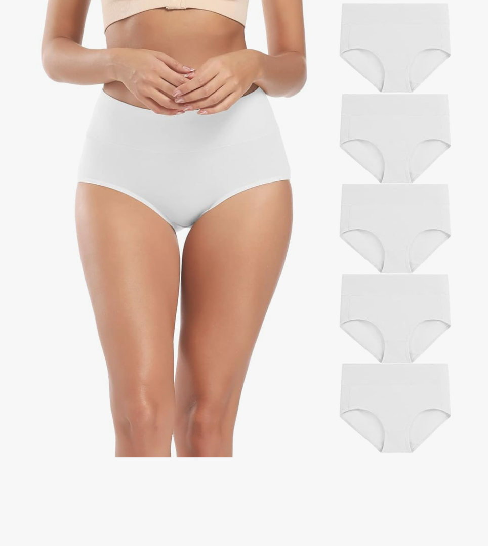 Molasus Women's Cotton Underwear High Waisted Full Coverage Ladies Panties (Regular & Plus Size) 5 XL
