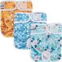 SlowTon Washable Dog Diapers Female - 3 Pack No Leak Reusable Doggie Puppy Diaper with Adjustable Buttons, Comfortable Female Dog Diapers for Heat Cycle Period Small Medium Large Dogs (S)