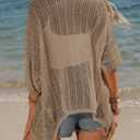 Women Crochet Cardigan Lightweight Thin Short Sleeve Casual Open Front Cardigan Cover (S)