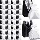 Thenshop 200 Pcs Wedding Favor Boxes  Wedding Party Favor Boxes Bride and Groom Favors Box Creative Treat Bags Bulk Dress Tuxedo Chocolate Candy Gift Box with Ribbon for Guest Bridal Shower Supplies
