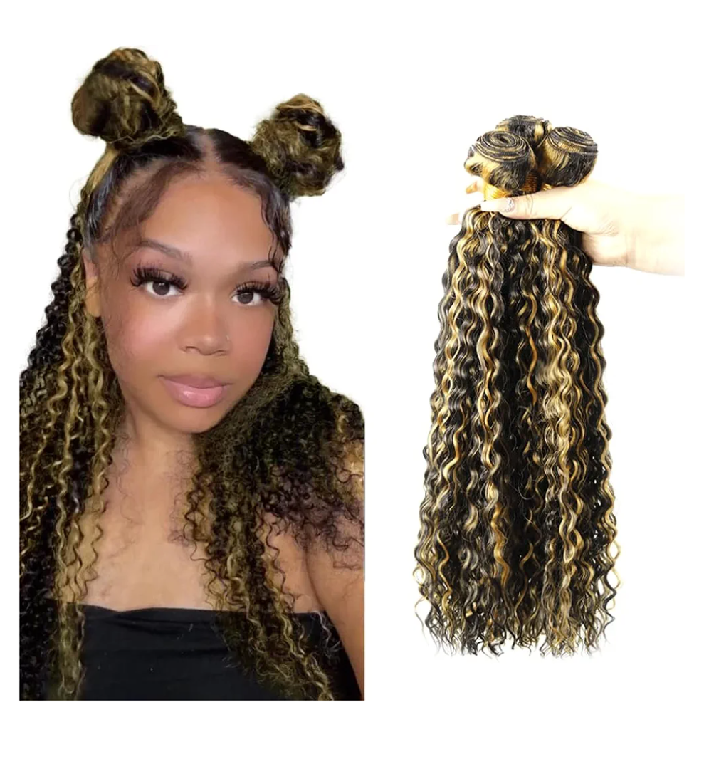 24 26 28 Inch Honey Blonde Bundles Human Hair Water Wave Bundle P1b27 Highlight Blonde 3 Bundles 300g/Pack Unprocessed Brazilian Virgin Hairs Double Weft Weaves Hair Extensions