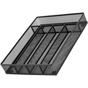 titivate Kitchen Cutlery Tray, Silverware Tray for Drawer with 5 Compartments Storage, Utensil Drawer Organizer Mesh Flatware Silverware Holder for Forks/Knives/Spoons (Black)