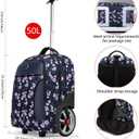 YH&GS Rolling Backpack Floral, Waterproof with Wheels for Business, College Student and Travel Commuter, Carry on Laptop Compartment, Fit 17 Inch Laptop, Wheeled Adults, 20inch