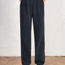 PRETTYGARDEN Women's Pants Dressy Casual 2025 Fall Elastic High Waisted Work Office Corduroy Trouser Slacks with Pockets (Black, L)