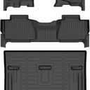 HAFIDI® All Weather Floor Mats & Cargo Liner Set Fit for 2007-2014 Chevy Tahoe 8 Seats (Not for Hybrid) & GMC Yukon Car Floor Liners for Tahoe TPE Full Set Custom Accessories - Black