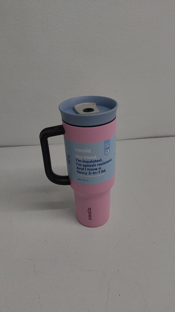 Stainless Steel Triple Layer Insulated Travel Tumbler with Spill Resistant Lid, Straw, and Carry Handle, BPA Free, 40 oz, Dusty Pink (Yoga Rose) (40 Ounces)