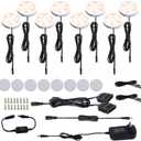 AIBOO LED Under Cabinet Puck Lights Kit with Touch Dimming Switch for Accent Display in Cabinet Lighting (8 Lights,Warm White)
