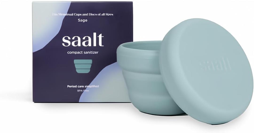 Saalt Compact Sanitizer - Easy Sanitization for Menstrual Cup Or Menstrual Disc - Microwavable - Reusable - Good for Camping, Dorms, or Office (Sage)