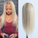 Pre-plucked Ombre #8/613 Light Brown Blonde Highlight Lace Front Wigs Straight Glueless 150% Density Brazilian Virgin Human Hair (18 INCH, 8/613 Lace Front Wig)