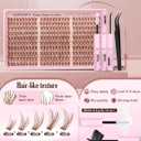Brown Lash Clusters Kit Natural 300Pcs Wispy Lashes Cluster Eyelash Cluster Extensions Kit C Curve Individual Lashes Extensions Kit For DIY Waterproof & Long - Lasting (Light Brown10-16mm)