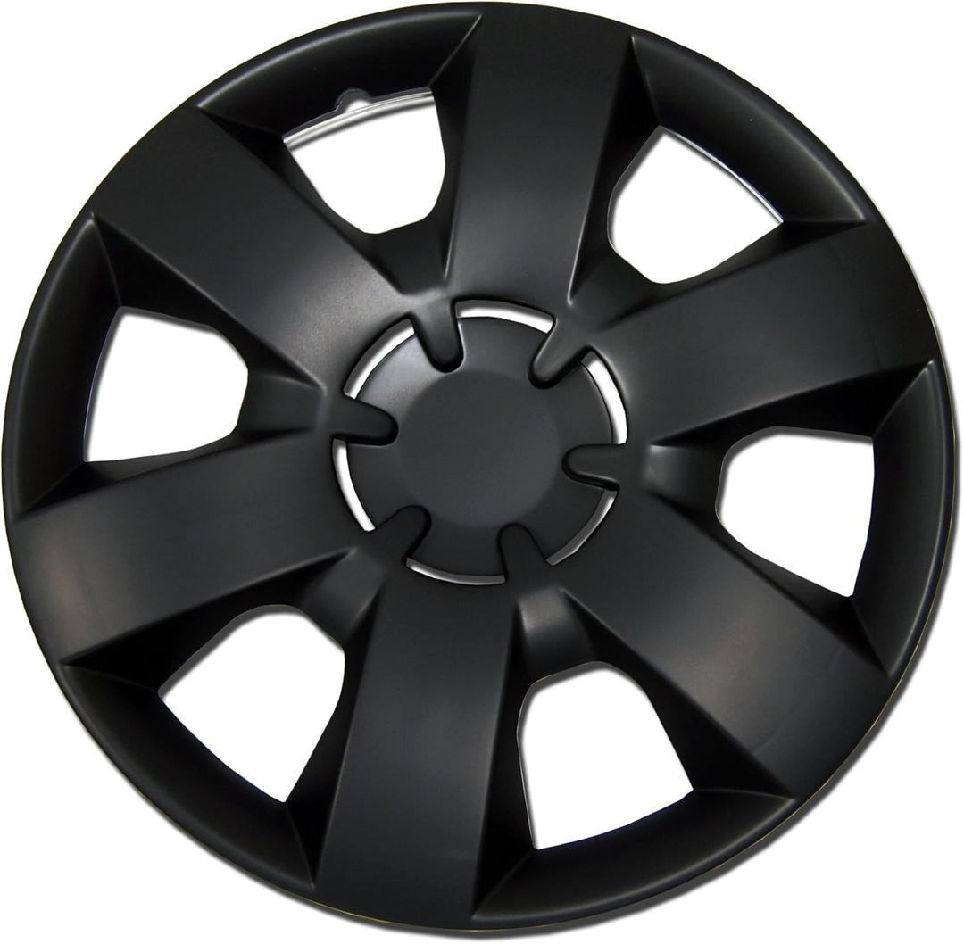 Tuningpros WC-14-226-B - Pack of 4 Hubcaps - 14-Inches Style Snap-On (Pop-On) Type Matte Black Wheel Covers Hub-Caps