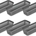 Glad Plastic Storage Basket Set - Multipurpose Drawer Trays, Kitchen Pantry Containers, and Bathroom Bins - 6 Pack Narrow Organizers, Grey