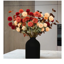 12 Pcs 20" Faux Kiku Flowers Fall Flowers Artificial for Decoration Burnt Orange Autumn Floral Stems Assorted Silk Mums Balls for Vase Home Decor Arrangement Table