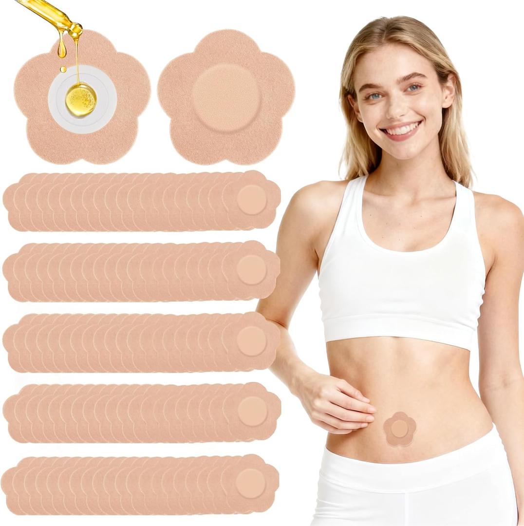 100 PCS Disposable Castor Oil Patches, Upgraded Leak-Proof Self-Adhesive Castor Oil Belly Button Patch, Portable, Suitable for People of All Ages
