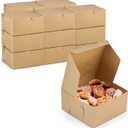 Fit Meal Prep 25 Pack Kraft Bakery Boxes, 6 x 6 x 3 Inches Brown Pastry Boxes, Cardboard Treat Boxes Pie Boxes Cookie Boxes Dessert Boxes for Cupcakes, Chocolates, Donuts, Macarons