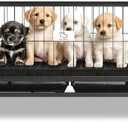 Homey Pet 43" Dog Whelping Box for Puppies, Heavy Duty Metal Whelping Box for Small Breed Dogs with Washable Plastic Floor, Removable Tray and Four Lockable Wheels