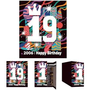 Gcardist 2025 19th Birthday Greeting Card, Jumbo 19 Years Old Birthday Gift Card,Memory Back In 2006（Envelope）Pack Of 2