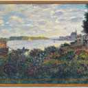 Framed Claude Monet Wall Art  Vintage Landscape Painting Wall Decor, Impressionist Living Room Wall Art, Classic Aesthetic Canvas Prints for Bedroom Kitchen Bathroom  12"x16" (Seine River)