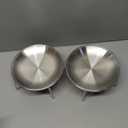 Cat Food Bowls, 2 Pcs Stainless Steel Cats Food and Water Whisker Fatigue Shallow Dishes, Small Dog Puppies Fat Faced Cat Kitten Supplies (2 Plates with Stand)