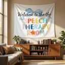 MKYFHSVGD Boho Speech Therapy Room Welcome Tapestry Wall Hanging, Coquette Blue Bow Speech Therapist Mental Health Wall Tapestry for Therapy Office Classroom Decorations, 50x60 Inch