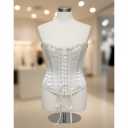Women Lace Corset Belts Elastic Cinch Belt Tied Waspie Wide Waist Bustiers for Dress, With Beads