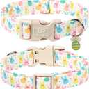 Easter Day Dog Collar, UP URARA PUP Easter Bunny Adjustable Pet Collar with Quick Release, Colorful Rabbits Dog Collars for Small Medium Large Dogs