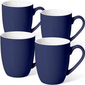 Urbanstrive 16 oz Large Coffee Mugs Set of 4 Ceramic Coffee Mug White Coffee Cups Tea Cups Idea Gift for Women Men House Warming Gifts New Home Office, Dark Blue 4 Pack