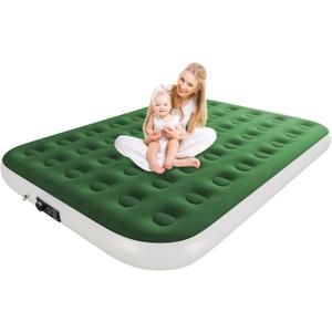 Queen Air Mattress with Built in Pump, Inflatable Mattress for Home, Blow up Air Bed 2 Min Quick Inflation and Deflation, Thin Velvet Top, 10'' Queen Size Green Queen Air Mattress with Built in Pump, Inflatable Mattress for Home, Blow up Air Bed 2 Min Quick Inflation and Deflation, Thin Velvet Top, 10'' Queen Size Green