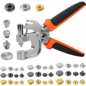 BISUOSHI Leather Snap Fasteners Kit, Snap Button Kit, Leather Snap Buttons Press Pliers with 90 Sets Leather Snaps Buttons, 3Colors 12.5/15/17mm Snaps for Leather, Clothes, Jackets, DIY Projects